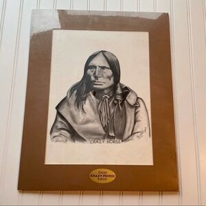 Vintage Native American Indian Art Print Chief Crazy Horse Sioux Ken West 1992